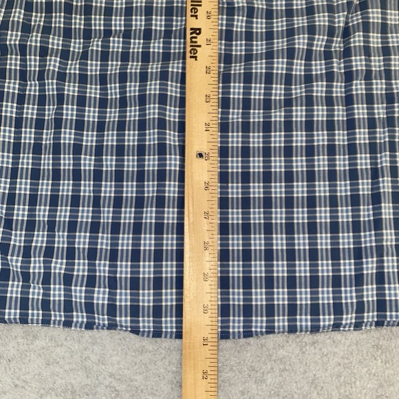 Eddie Bauer Men's L Button Down Shirt‎ Blue White Plaid Long Sleeve 100% Cotton - Picture 11 of 13